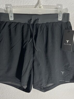Rublo TINTIN Tennis 5" LINER SHORT BLACK GRAY Size Large Woven